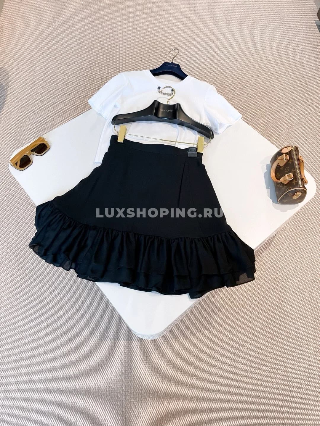 Louis Vuitton Шелковая юбка с фирменным принтом и поясом LV Circle - фото 4