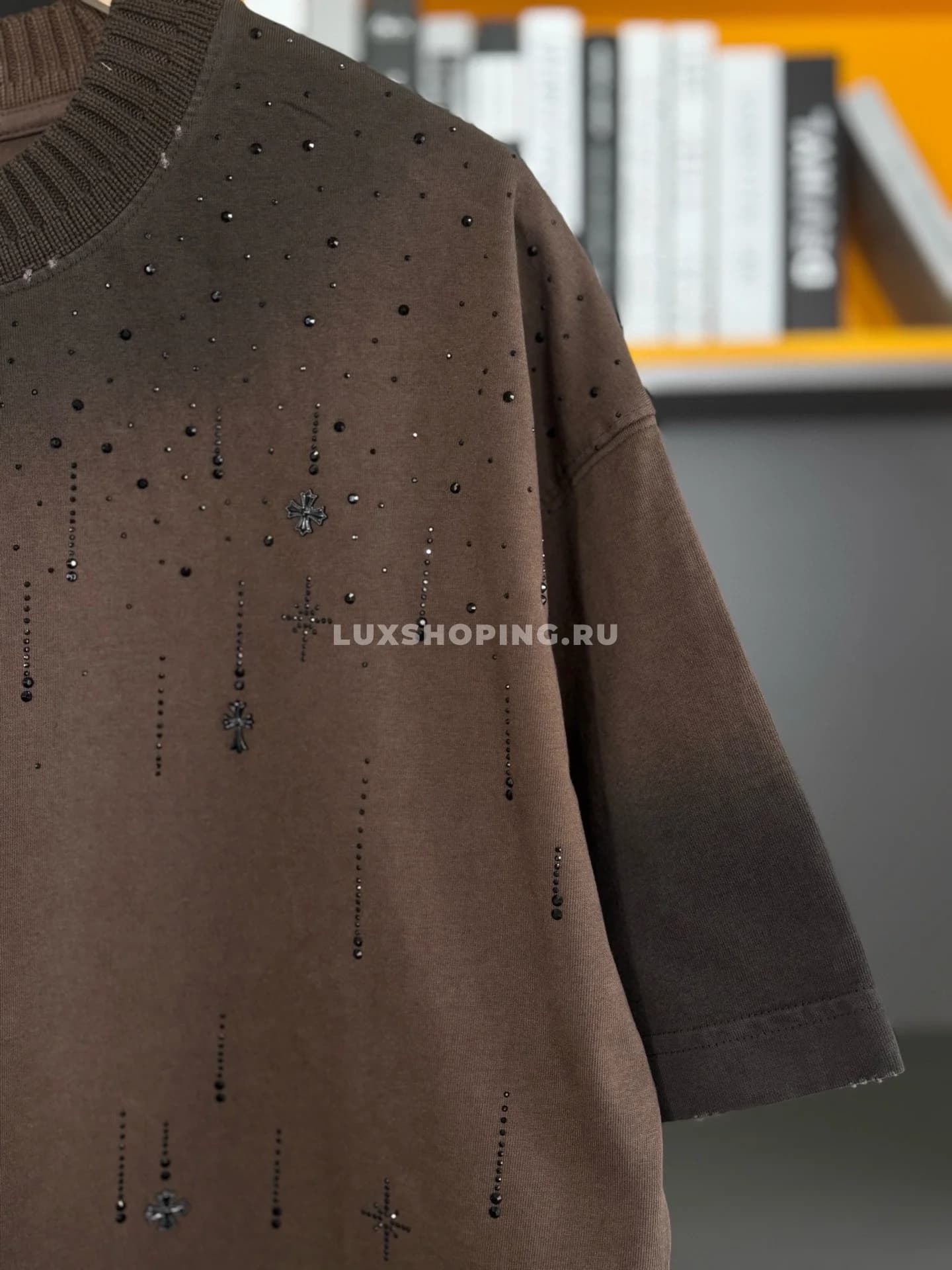 Chrome Hearts Футболка дип-дай градиент Кофе - фото 3