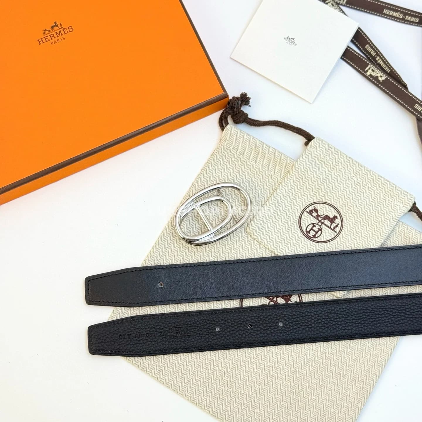 Hermès Мужской ремень Odyssee Togo 32мм silver - фото 4