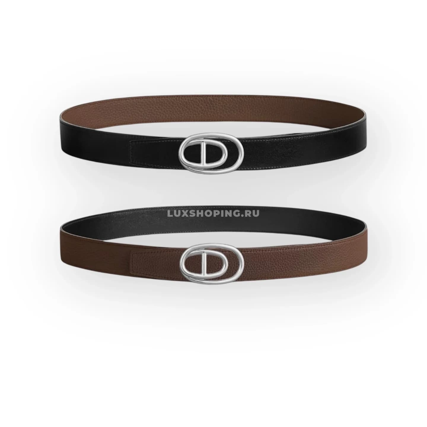 Hermès Мужской ремень Odyssee Togo 32мм двусторонний silver