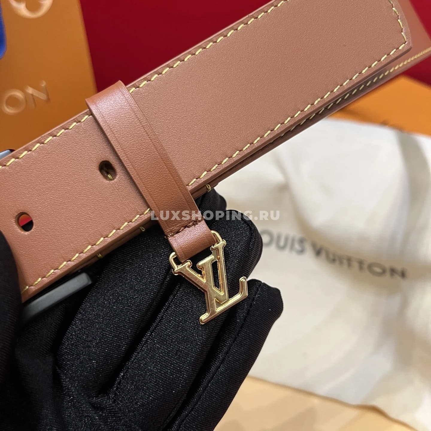 Мужской ремень Louis Vuitton 3.5см, коричневый black - фото 5