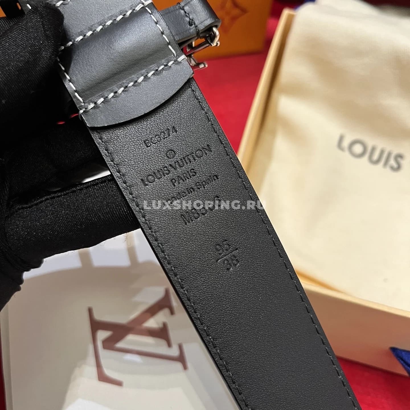 Мужской ремень Louis Vuitton 3.5см, черный black - фото 2