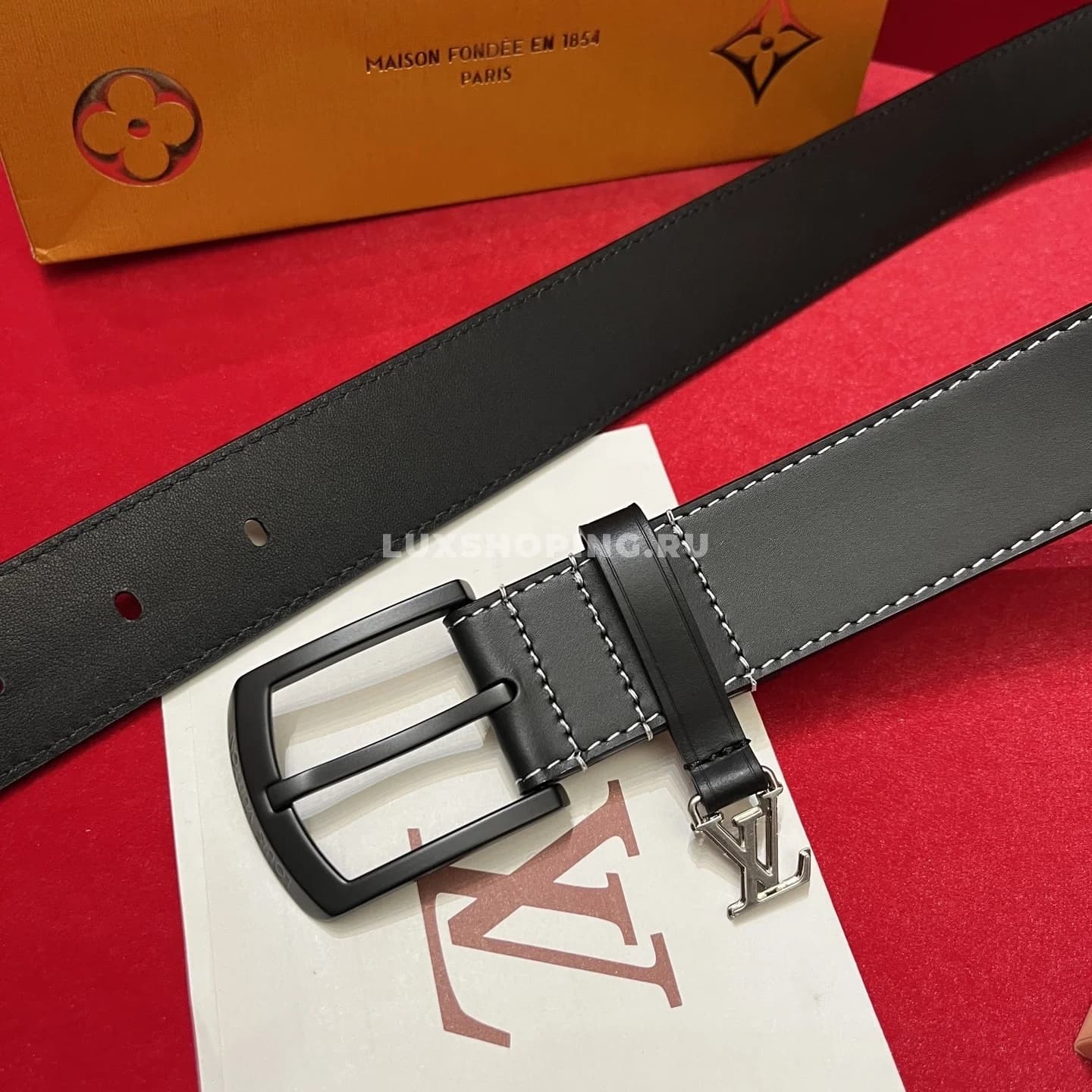 Мужской ремень Louis Vuitton 3.5см, черный black - фото 3