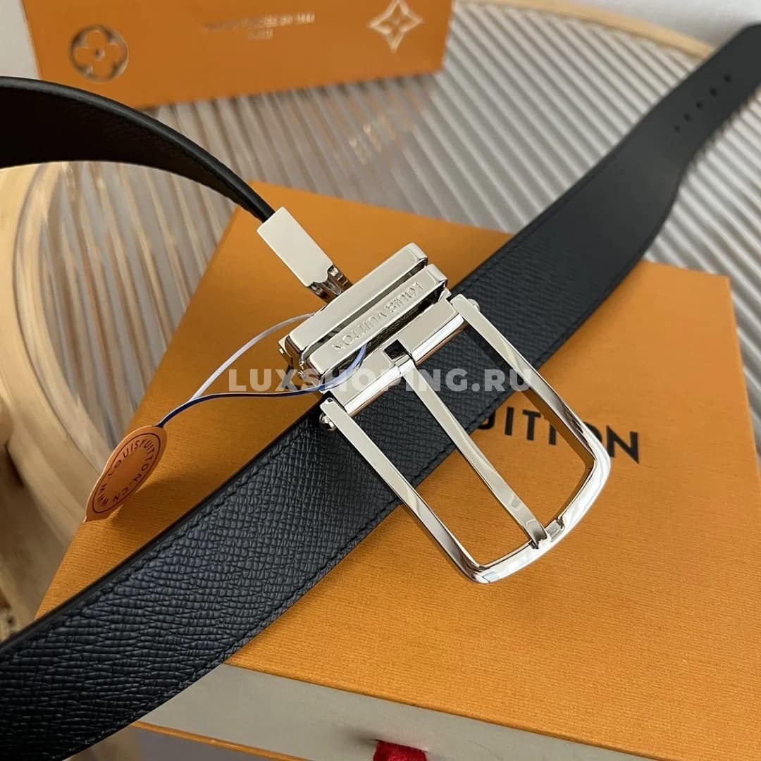Мужской ремень Louis Vuitton 3.5см, черный silver - фото 6