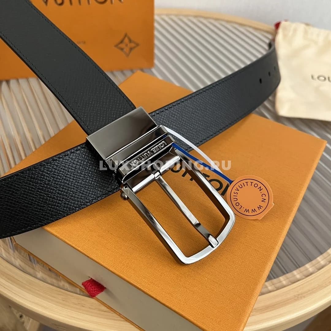 Мужской ремень Louis Vuitton 3.5см, черный black - фото 2