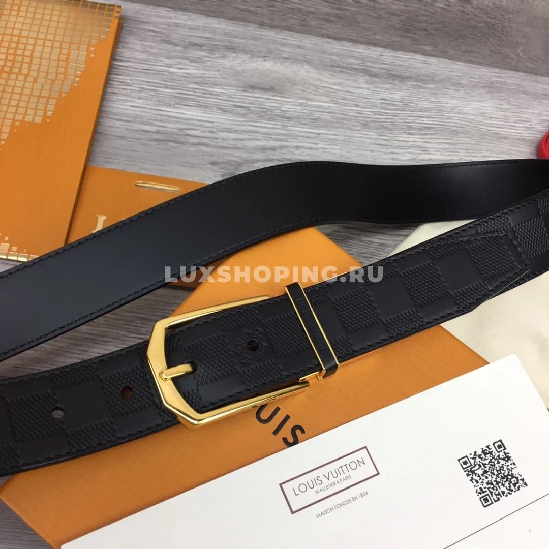 Мужской ремень LV 3.5см, черный gold - фото 5