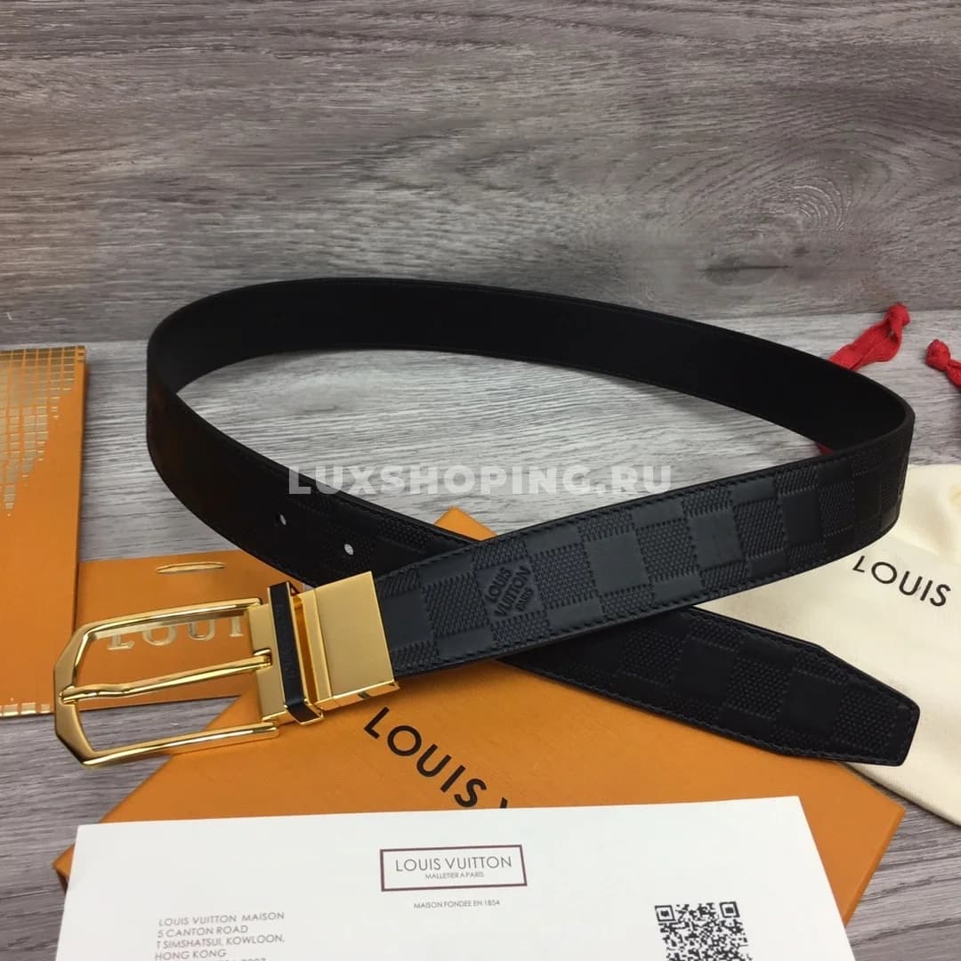 Мужской ремень LV 3.5см, черный gold - фото 6