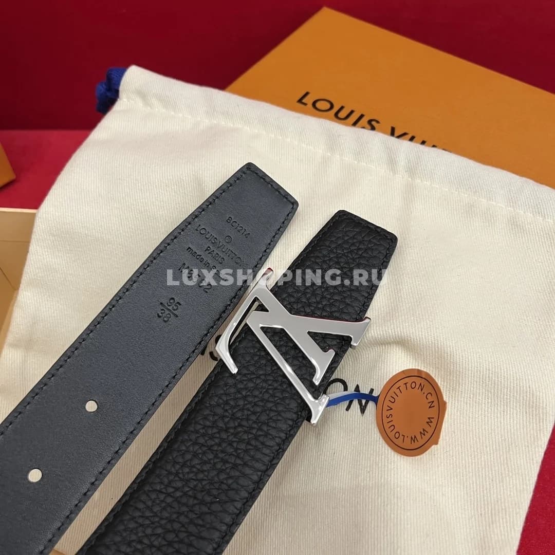 Мужской ремень LV 3.5см, черный silver Lvjia - фото 2