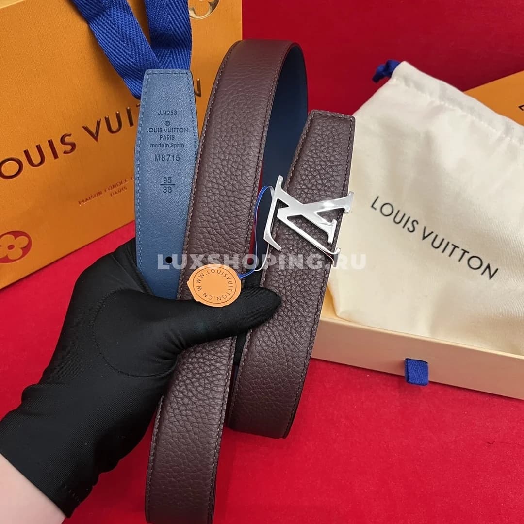 Мужской ремень LV 3.5см, бордо silver Lvjia - фото 6