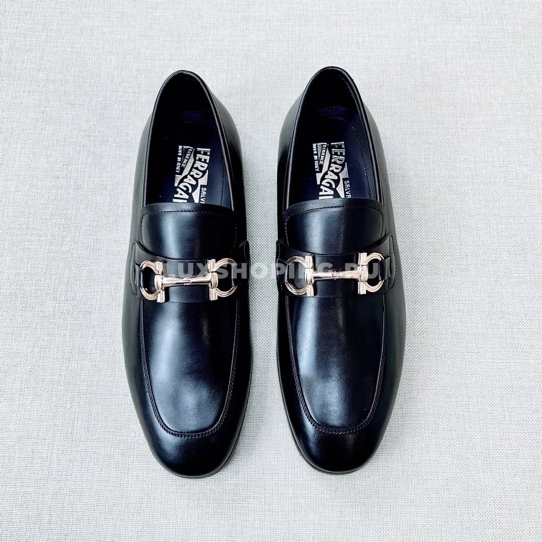 Мужские туфли Ferragamo черные, гладкая кожа - фото 4