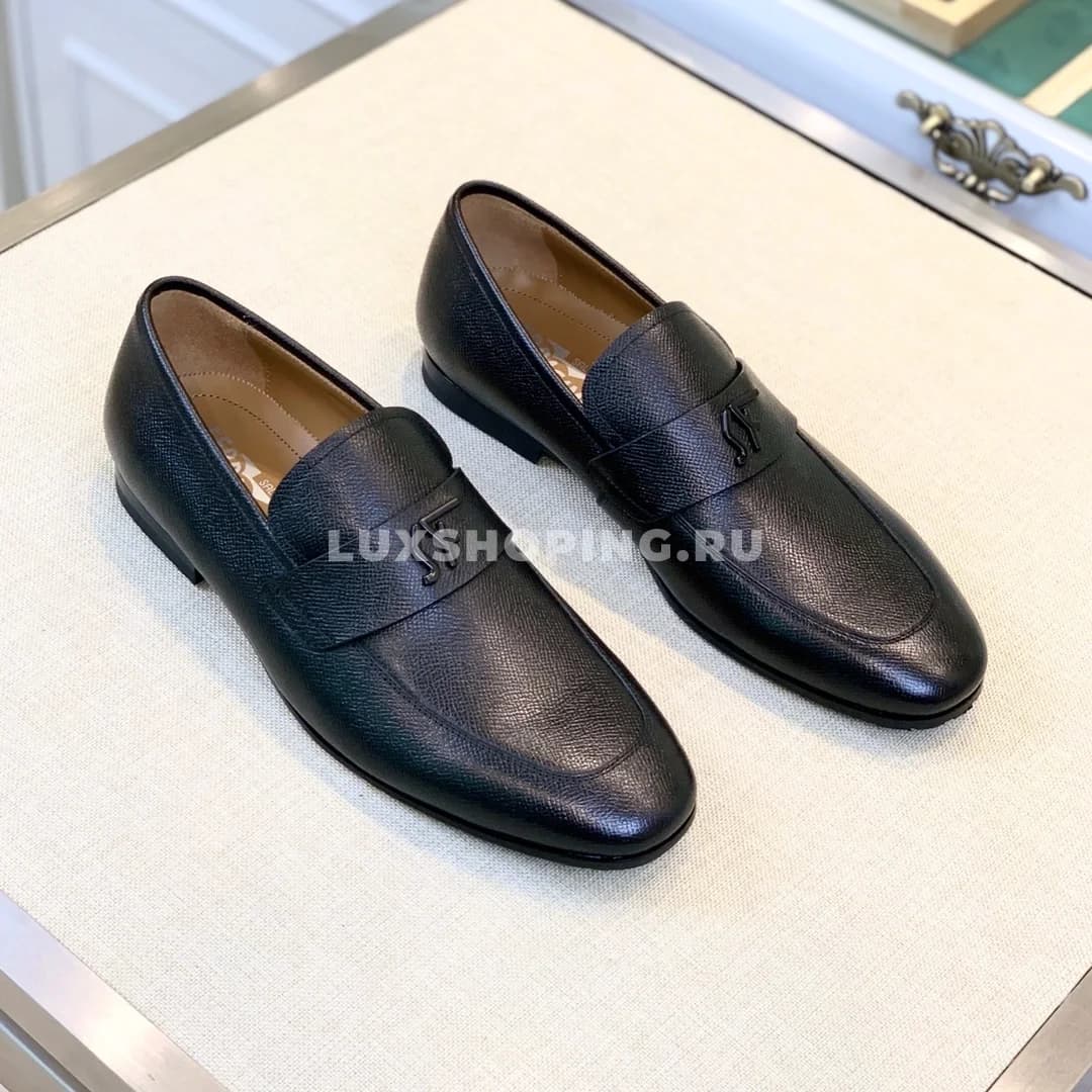Мужские туфли Ferragamo черные, зернистая кожа - фото 4