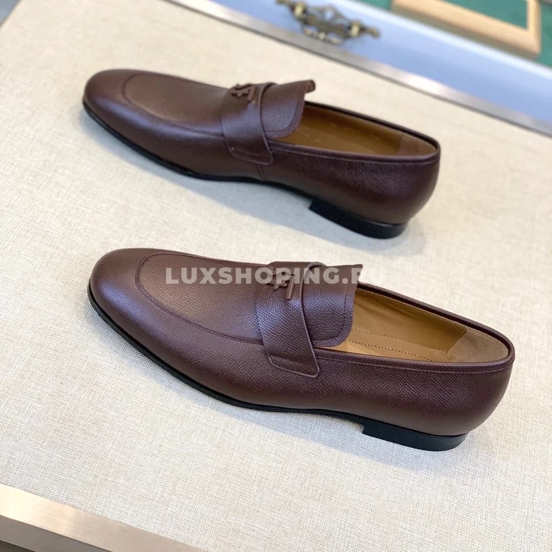 Мужские туфли Ferragamo коричневые, зернистая кожа - фото 4