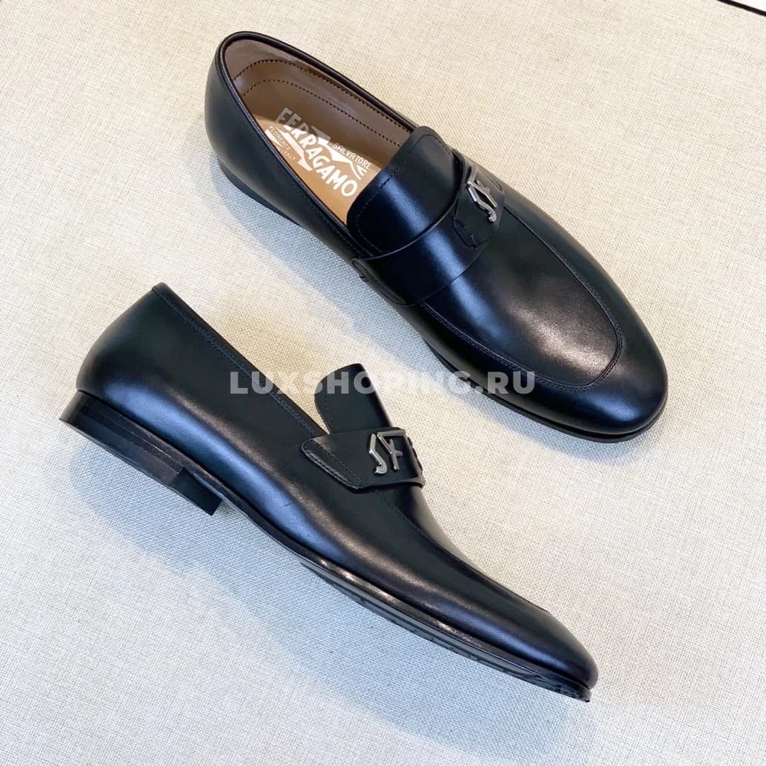 Мужские туфли Ferragamo черные, гладкие - фото 5