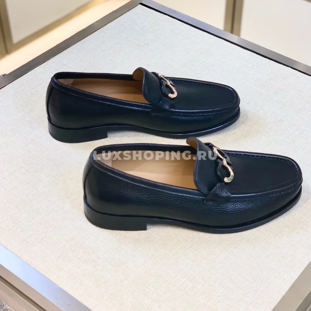 Мужские мокасины Ferragamo черные, зернистые - фото 2