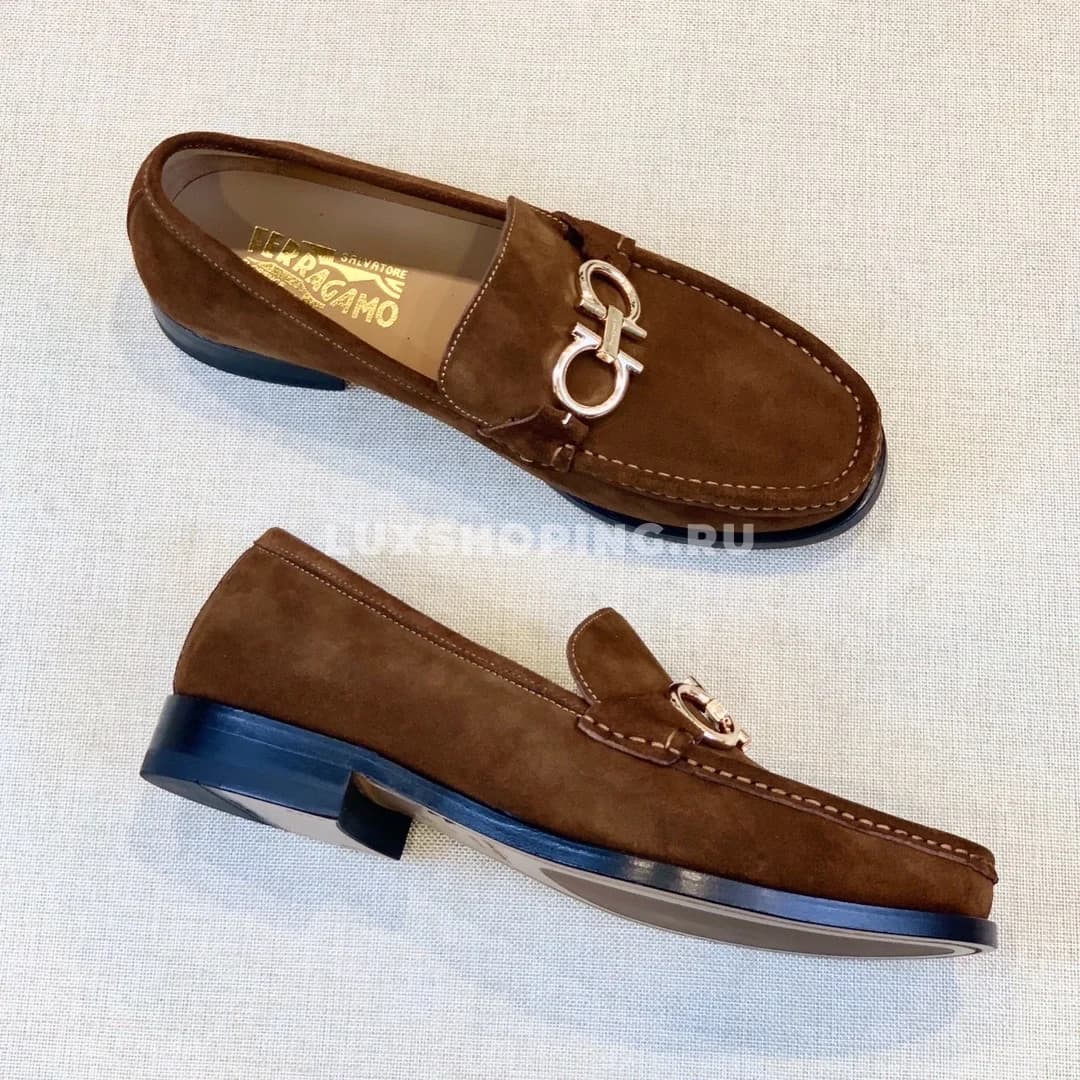 Мужские мокасины Ferragamo коричневые, замшевые - фото 2