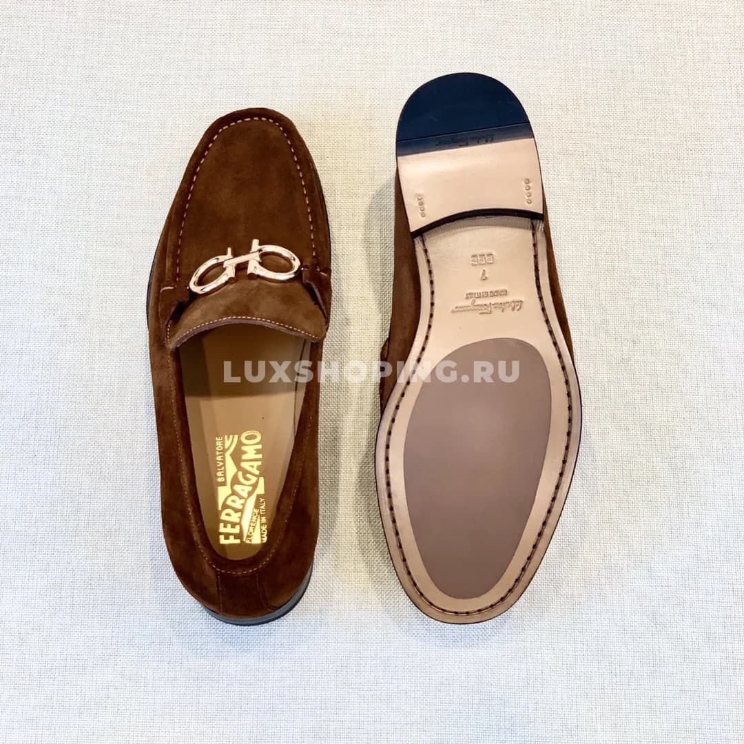 Мужские мокасины Ferragamo коричневые, замшевые - фото 3