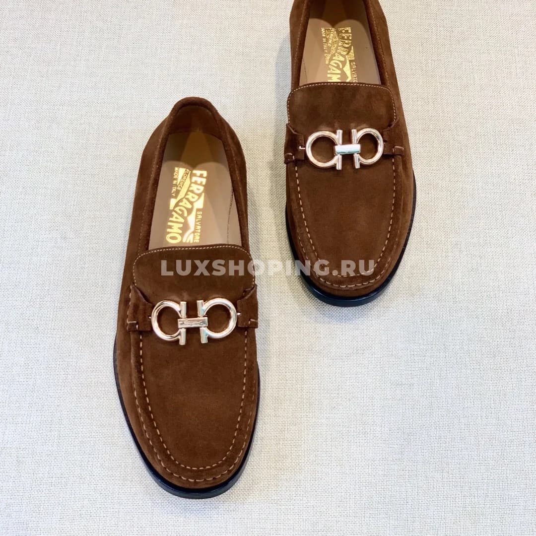 Мужские мокасины Ferragamo коричневые, замшевые - фото 4