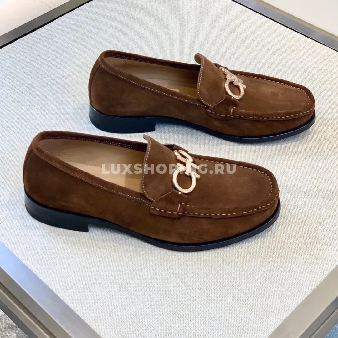 Мужские мокасины Ferragamo коричневые, замшевые - фото 5