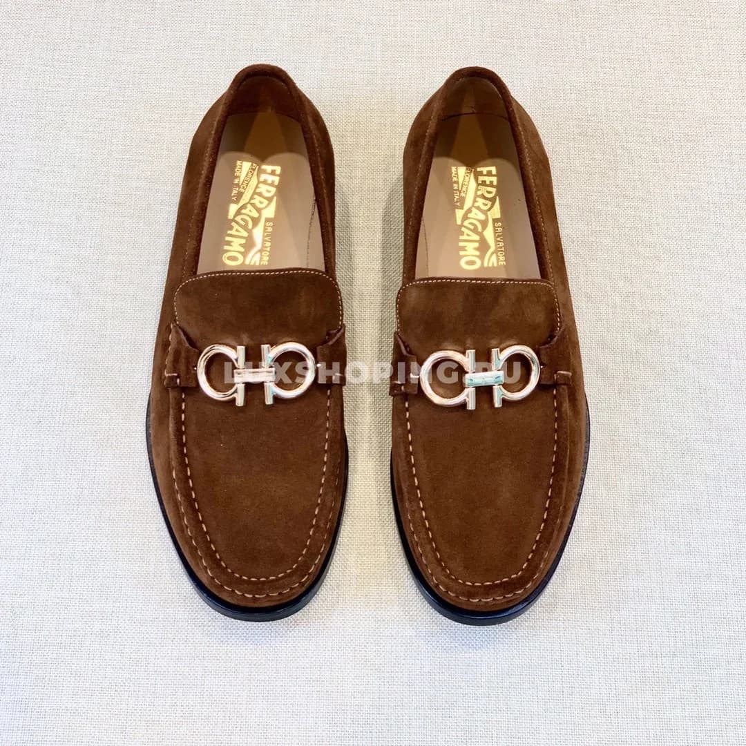 Мужские мокасины Ferragamo коричневые, замшевые - фото 7