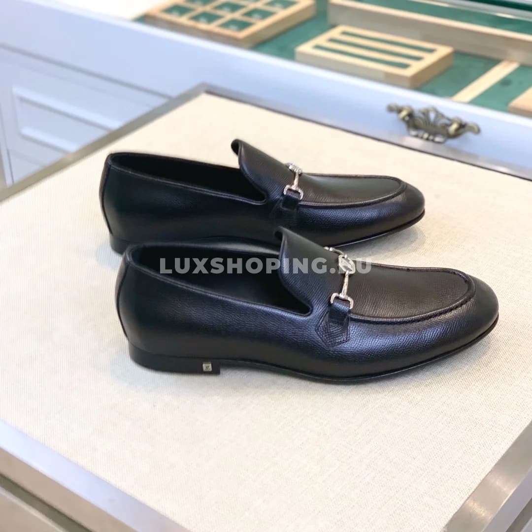 Туфли Louis Vuitton черные с пряжкой из зернистой кожи - фото 3