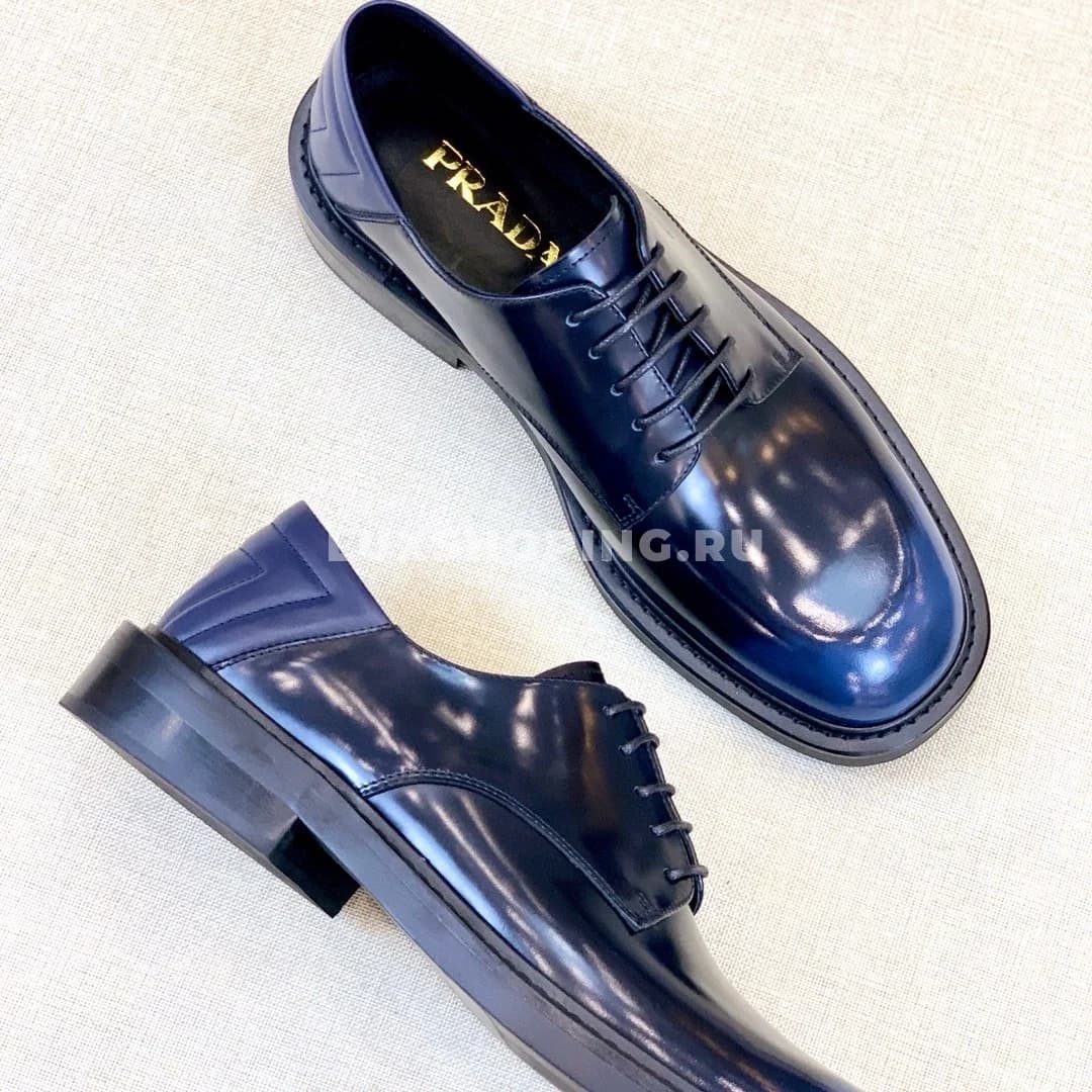 Туфли Prada синие оксфорды - фото 4