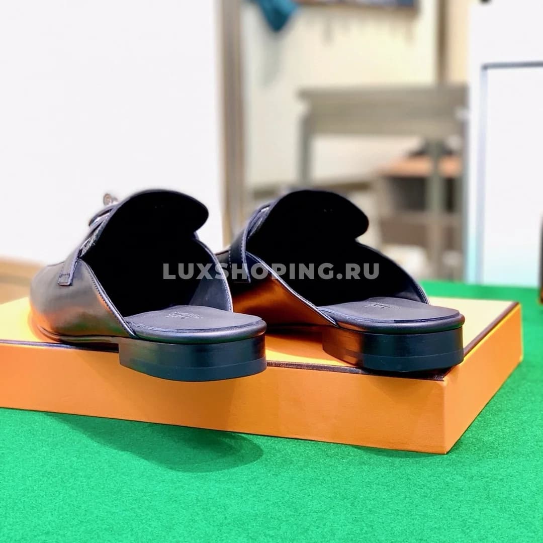 Сабо Hermes крокодиловые черные - фото 2