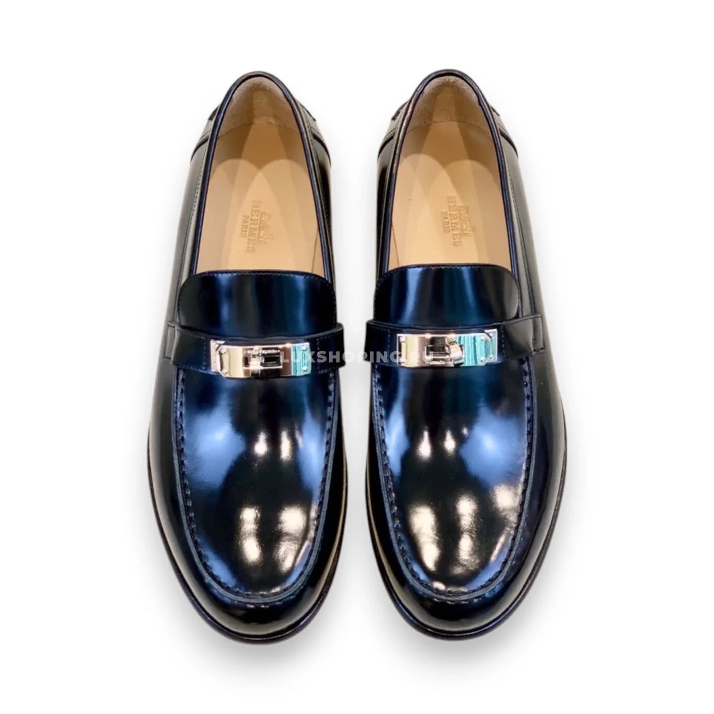 Мокасины Hermes c классической пряжкой черные