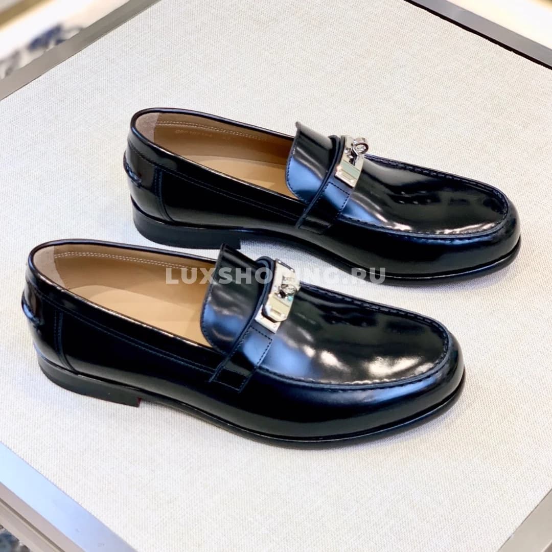 Мокасины Hermes c классической пряжкой черные - фото 4