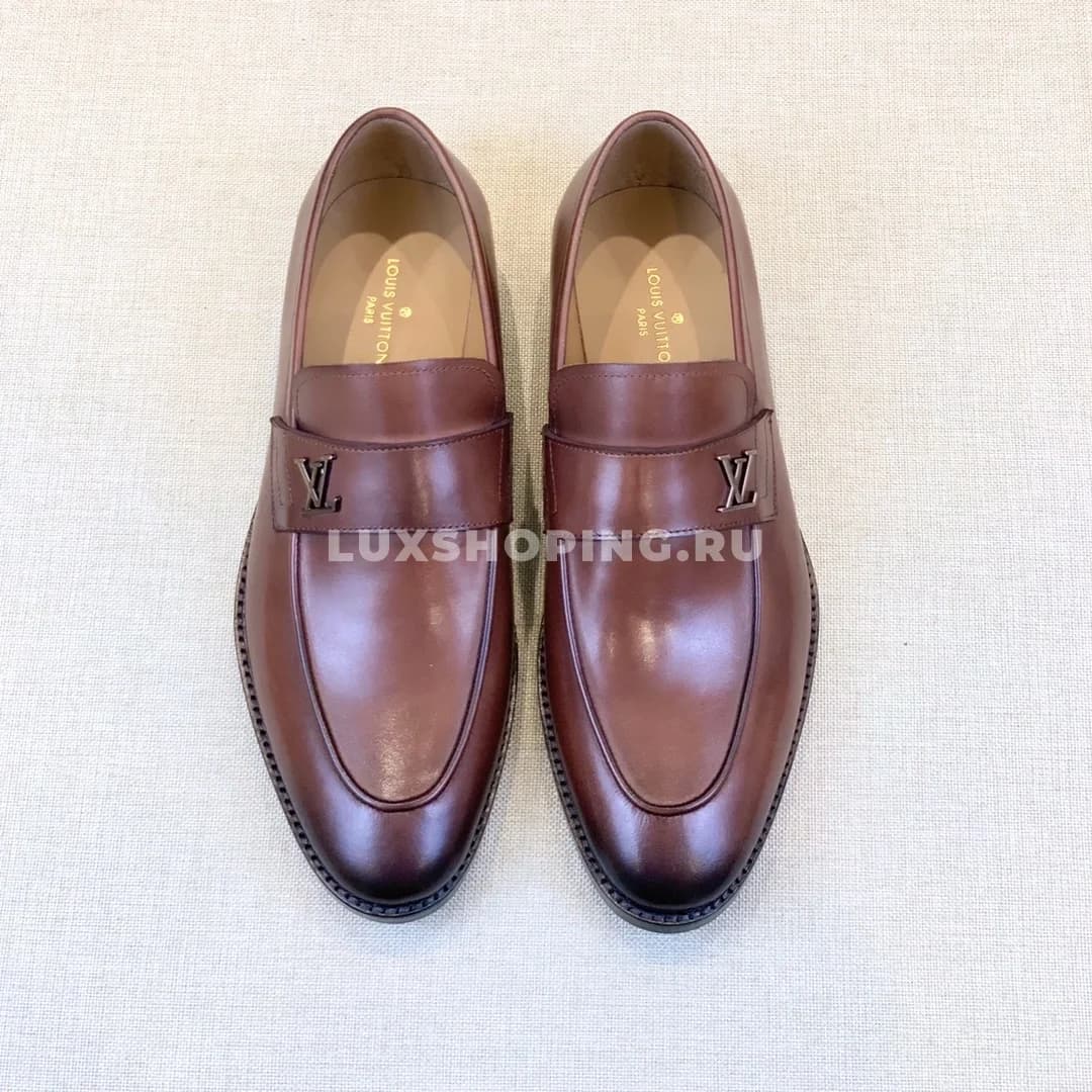 Лоферы Louis Vuitton с пряжкой и лого коричневые - фото 3