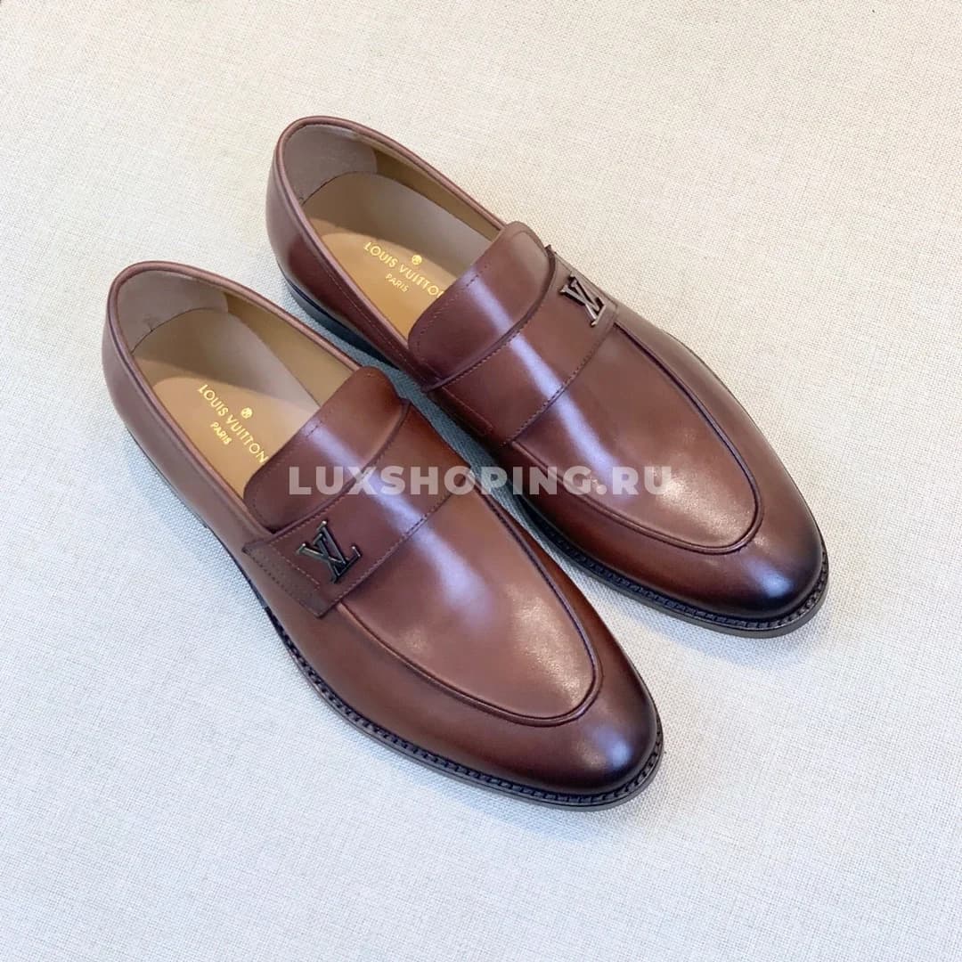 Лоферы Louis Vuitton с пряжкой и лого коричневые - фото 6