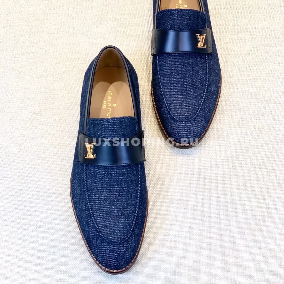 Лоферы Louis Vuitton с пряжкой и лого джинсовые - фото 3