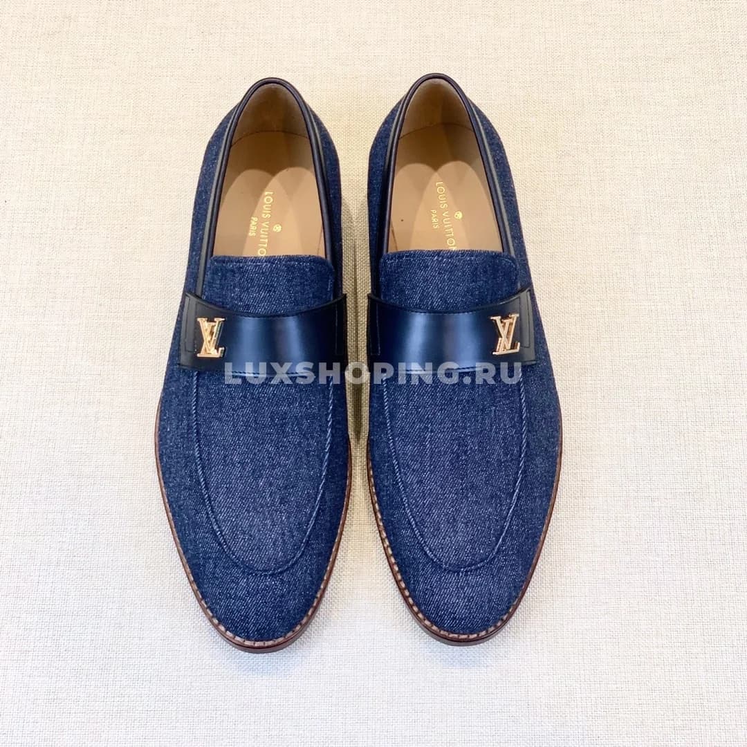 Лоферы Louis Vuitton с пряжкой и лого джинсовые - фото 4