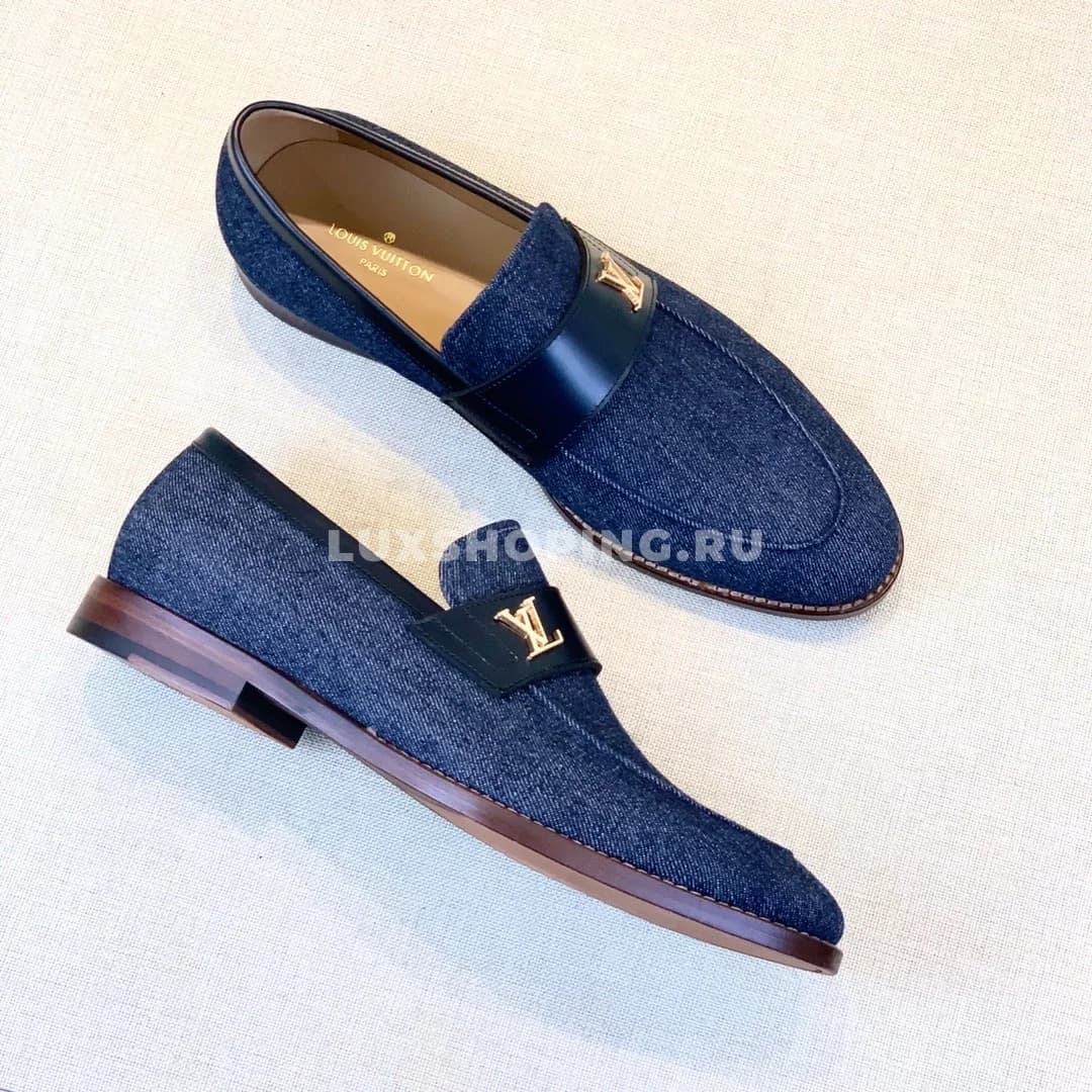 Лоферы Louis Vuitton с пряжкой и лого джинсовые - фото 6
