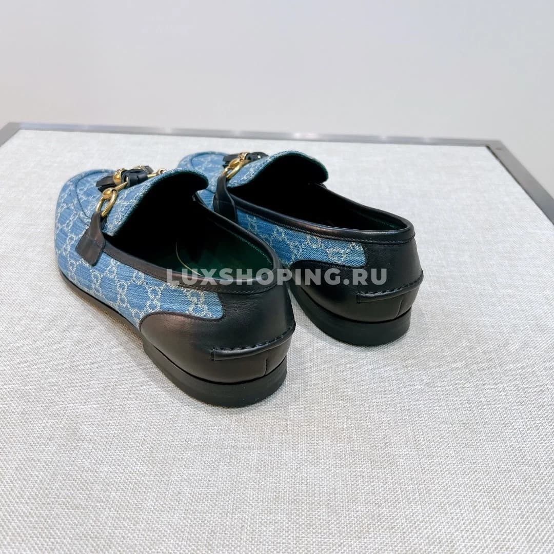 Мокасины Gucci с кисточками голубые - фото 4