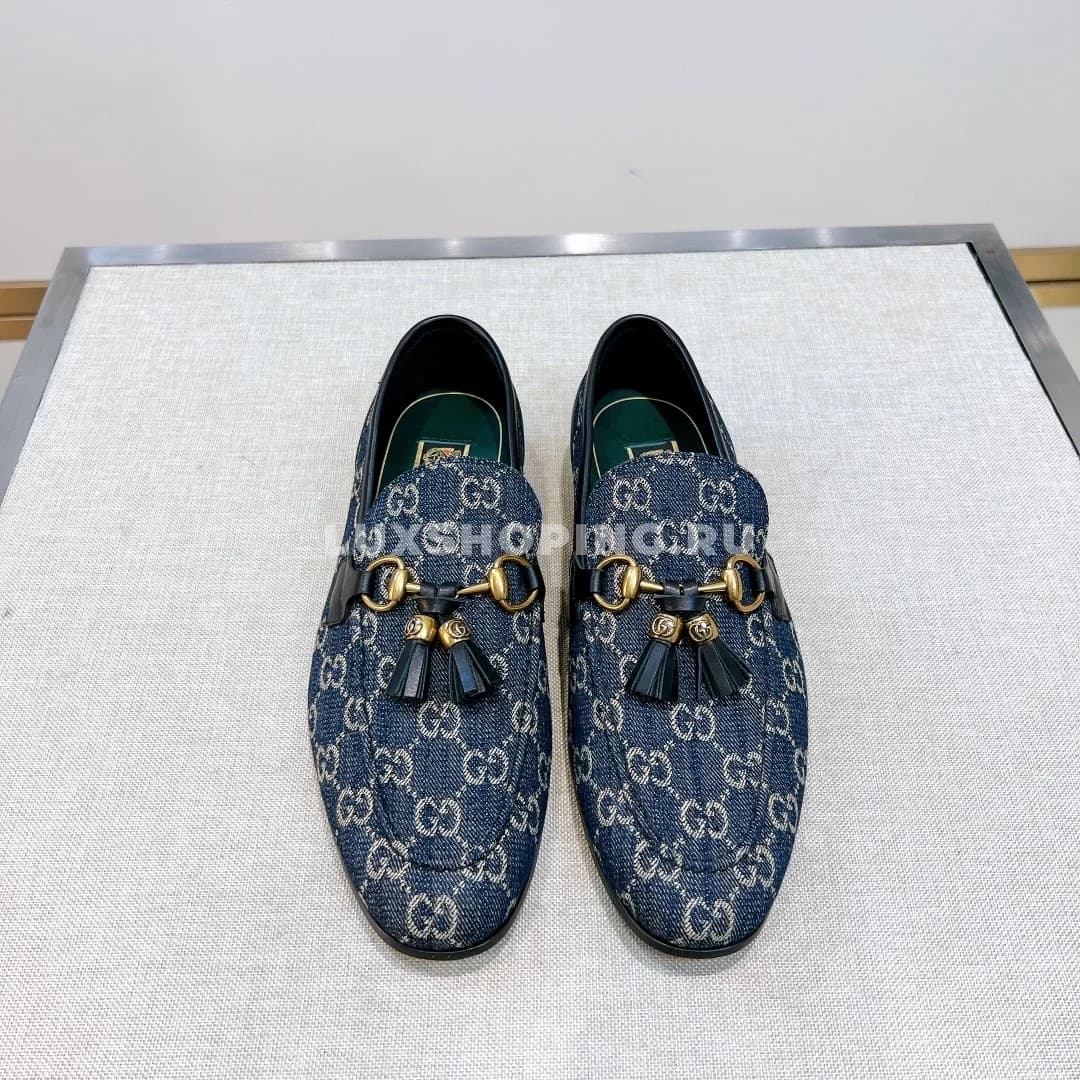 Мокасины Gucci с кисточками синие - фото 2