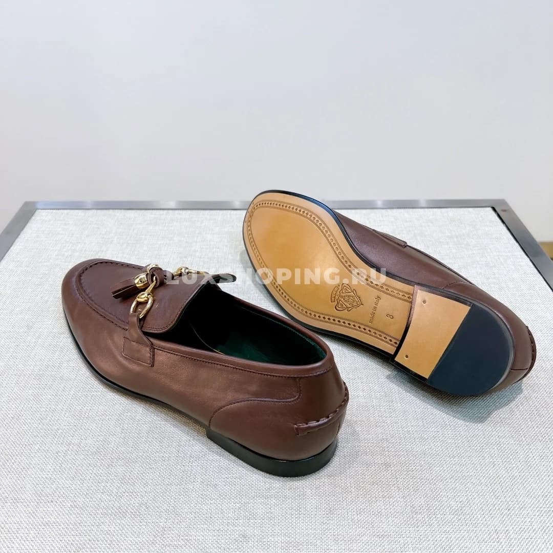 Мокасины Gucci с кисточками кожаные коричневые - фото 2