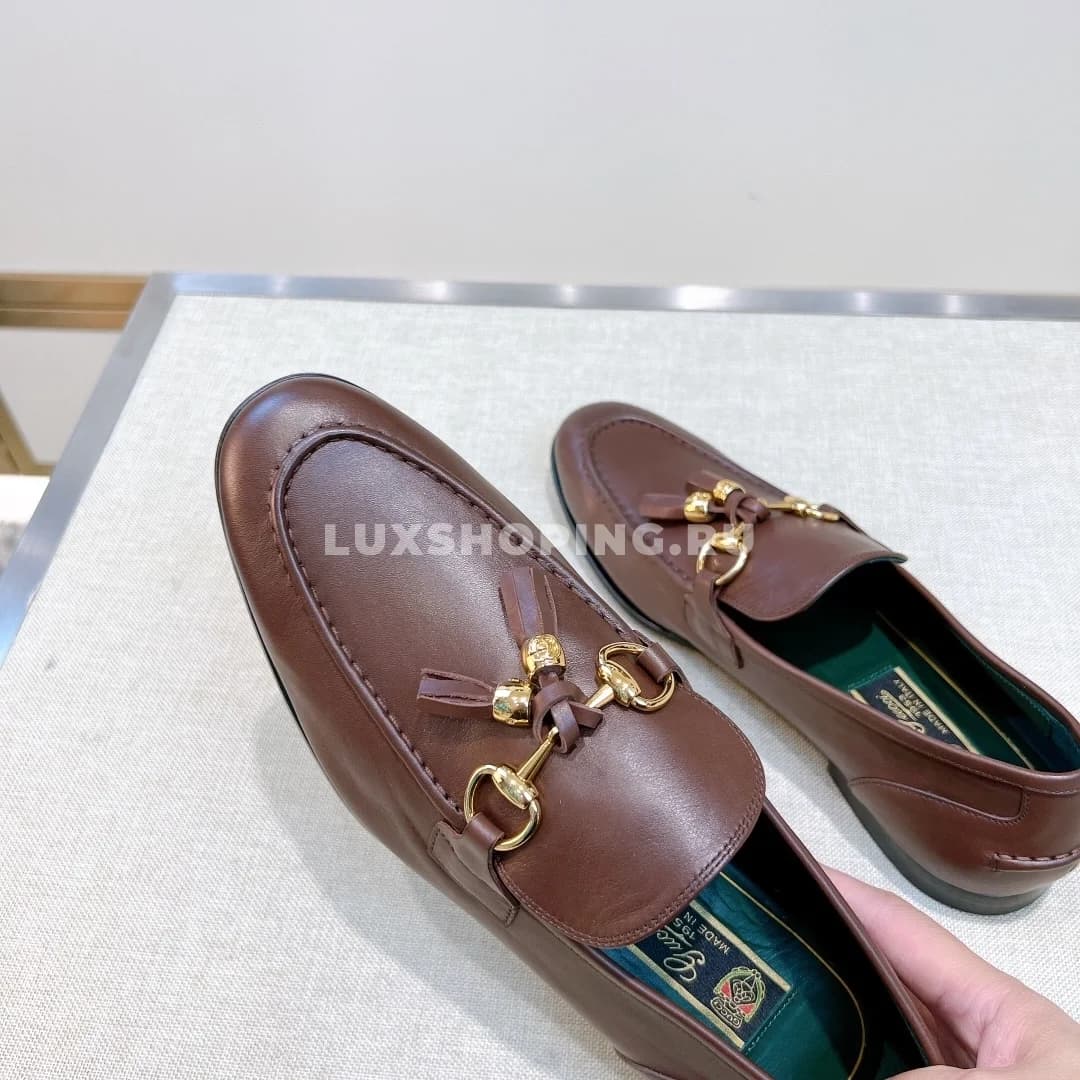 Мокасины Gucci с кисточками кожаные коричневые - фото 6