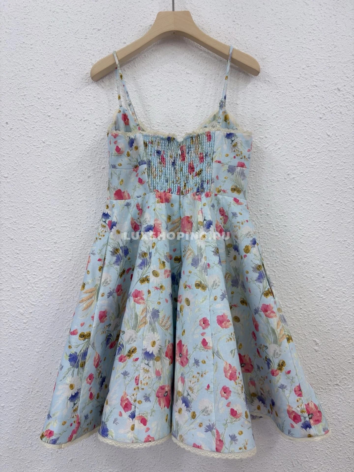 Платье-слинг Zimmermann с кружевной отделкой голубое ZM3 - фото 5