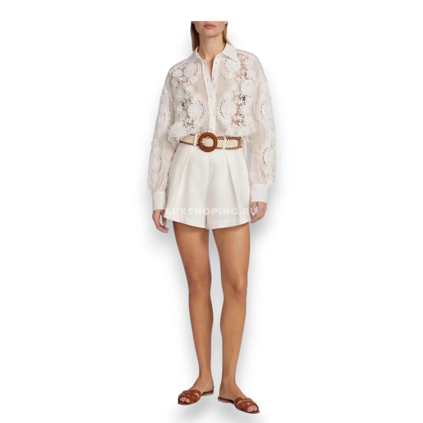 Комплект: топ из рами и льняные шорты Zimmerman ZM22