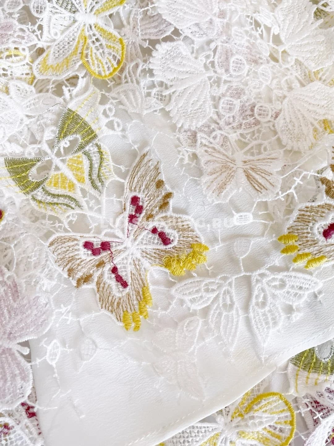 DIOR Топ из белого хлопкового кружева с вышитыми бабочками - фото 9