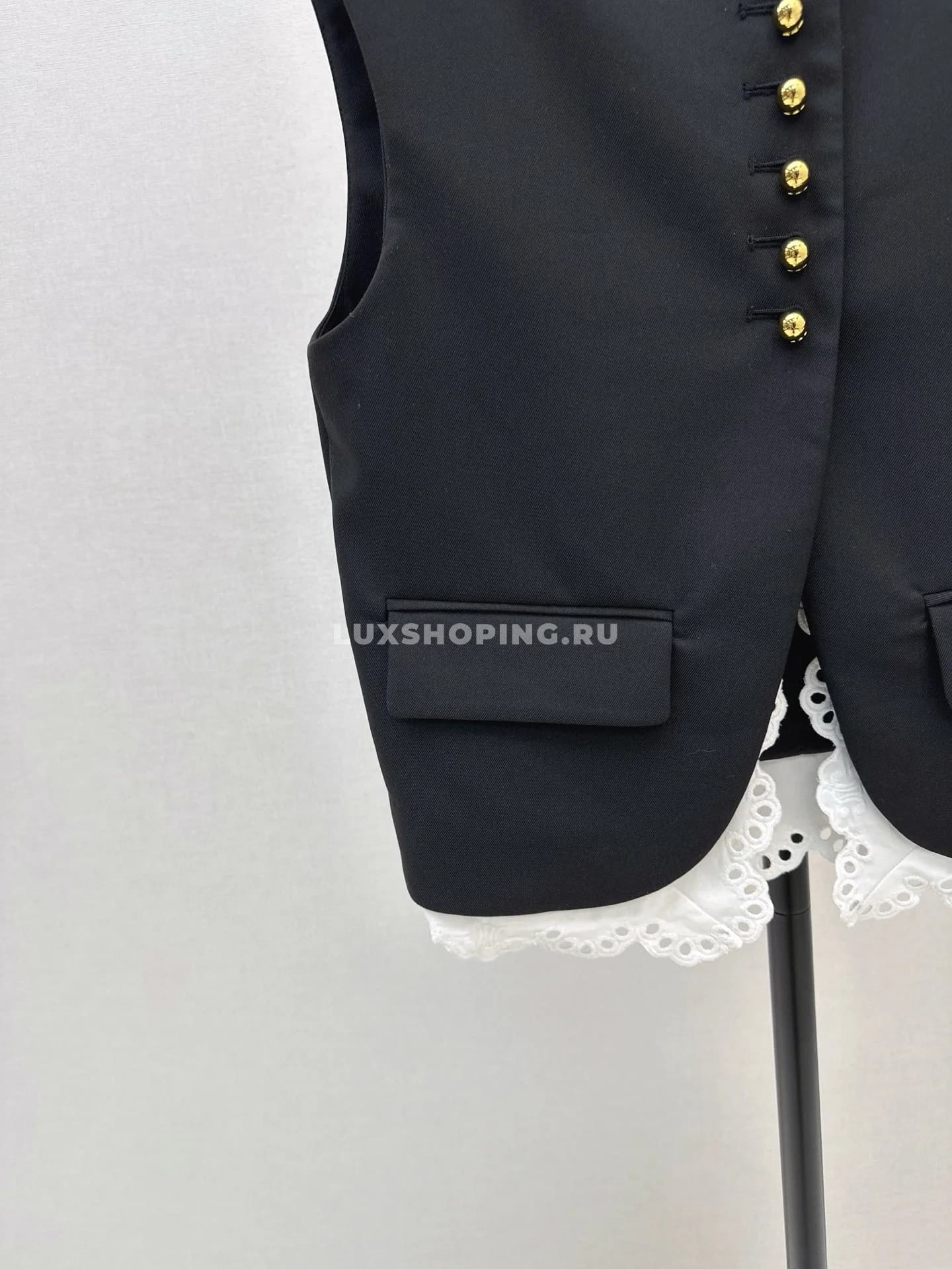 CELINE Жилетка двухслойная с кружевом - фото 5