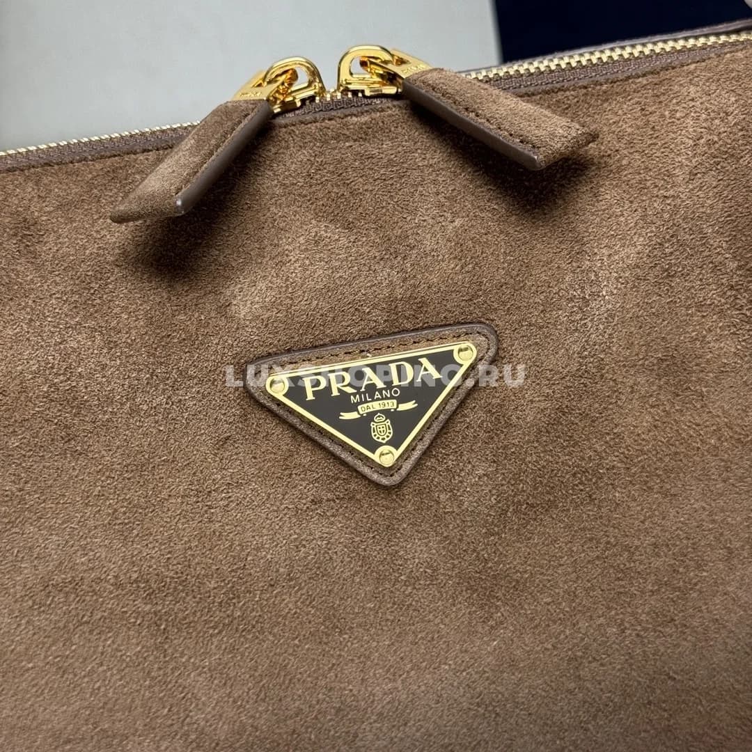 Сумка через плечо Prada Darling из замши, коричневая 28×18×11 см - фото 2