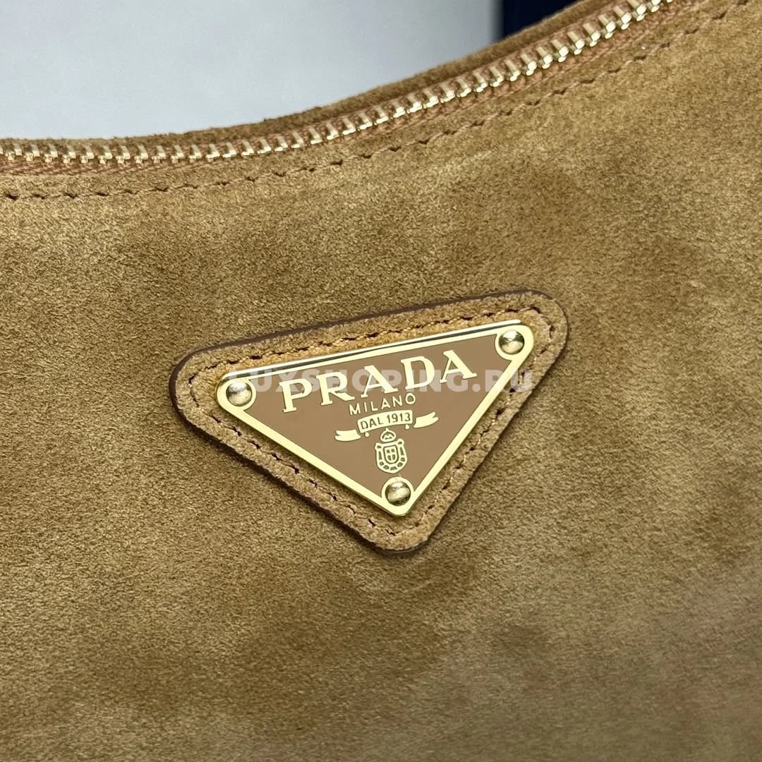 Сумка Prada Aimee Hobo из замши карамельная 31×18×10 см - фото 5