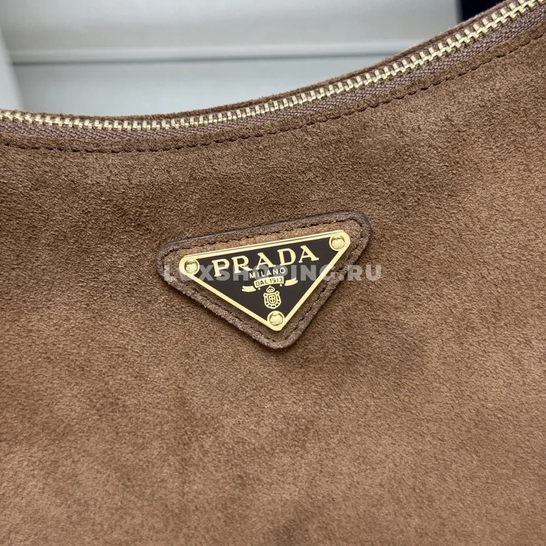 Сумка Prada Aimee Hobo из замши коричневая 31×18×10 см - фото 5