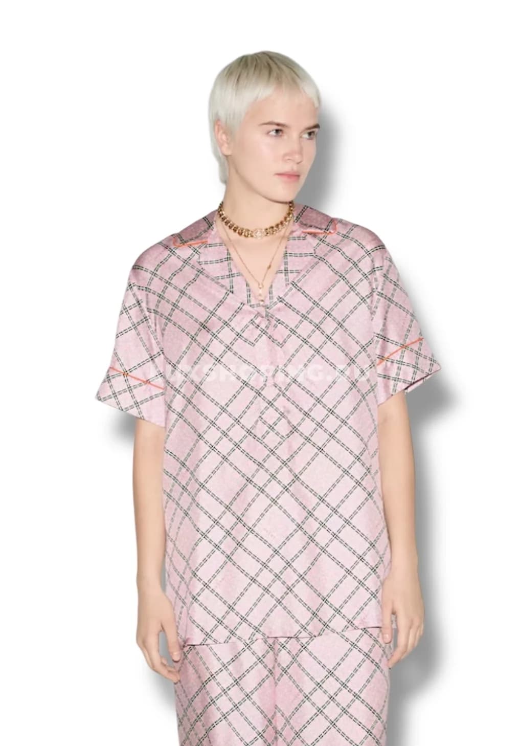 Шелковая рубашка Gucci с принтом и цепочками