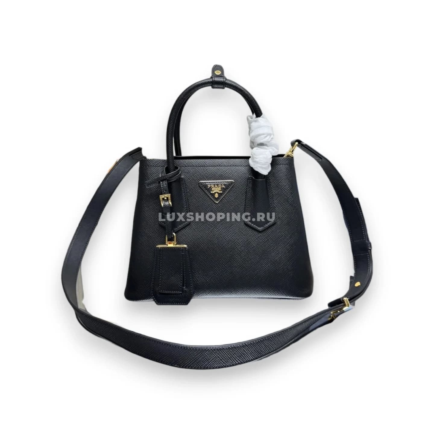 Мини-сумка Prada Double Saffiano черная 25×18,5×12,5 см