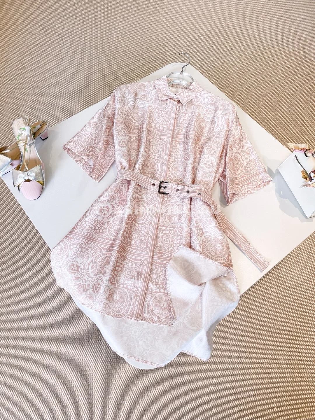 Dior Короткое платье-рубашка с поясом - фото 2