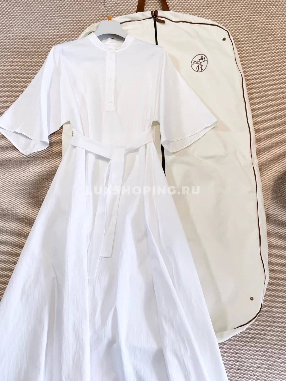 HERMÈS Клетчатое платье из жаккардового хлопка с разрезами - фото 17