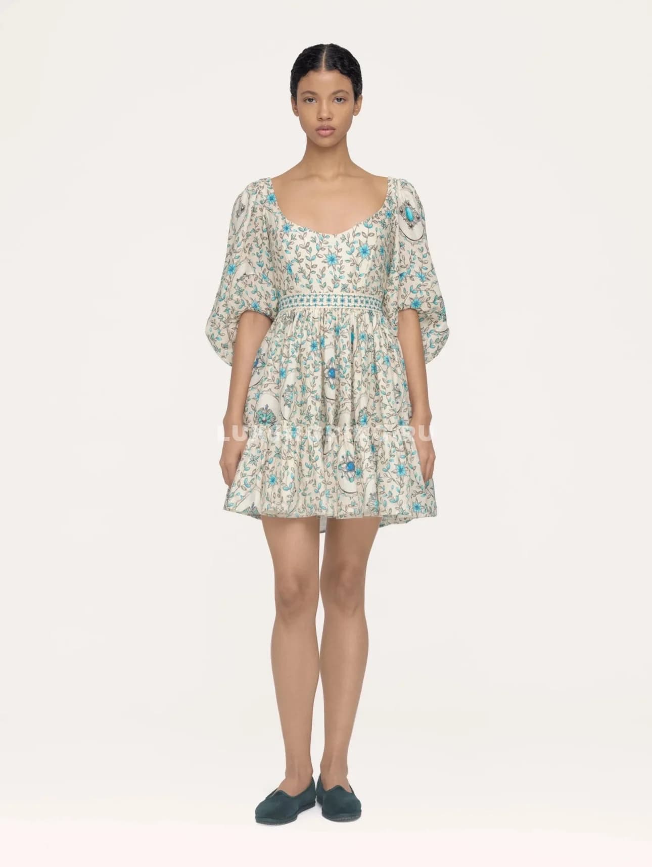 Agua by Agua Bendita Льняное мини-платье Delirio Platero с ручной вышивкой - фото 2