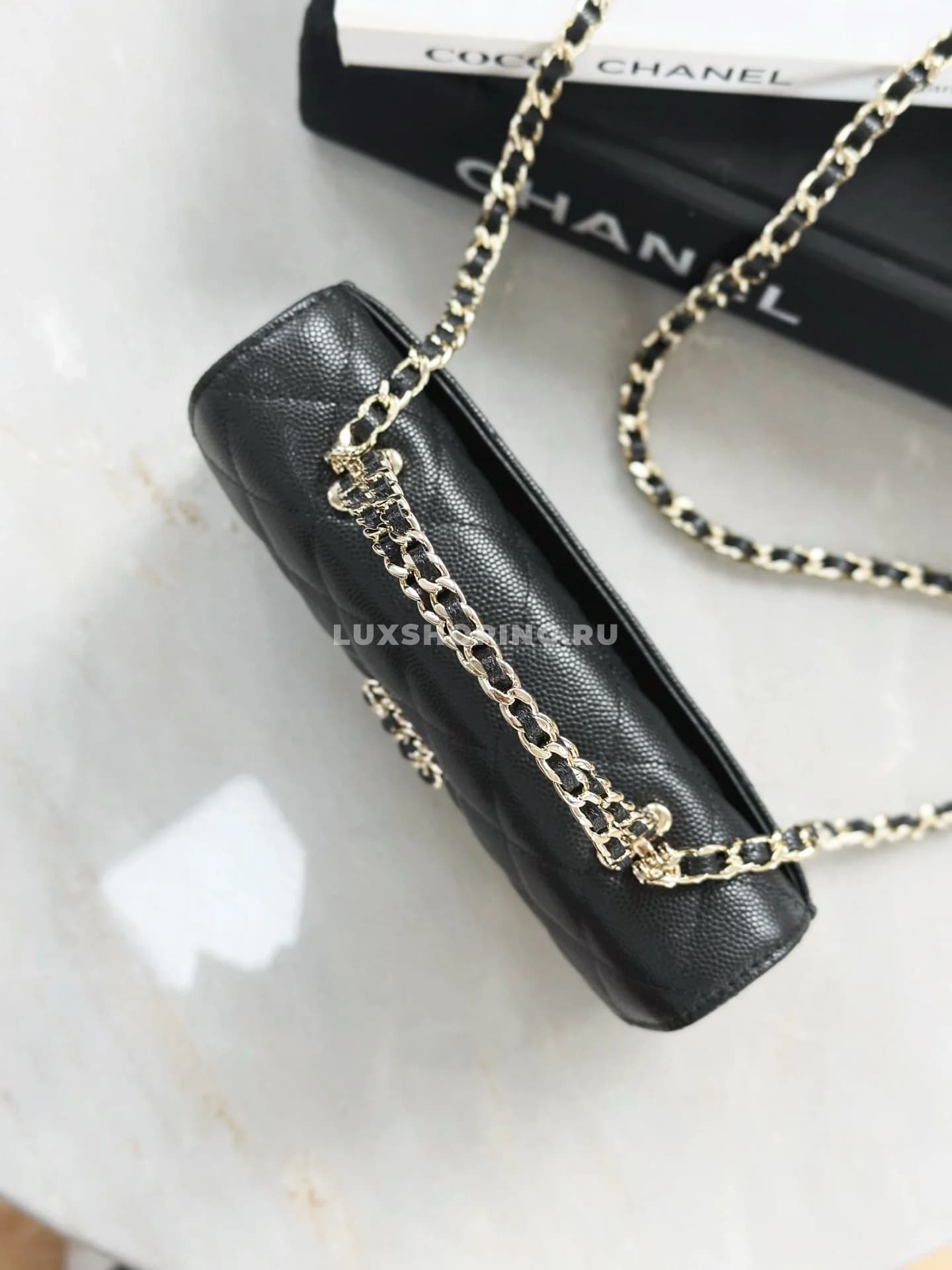 Сумка Chanel 25S с ручкой-цепочкой черная 10×18×4,5 см - фото 5